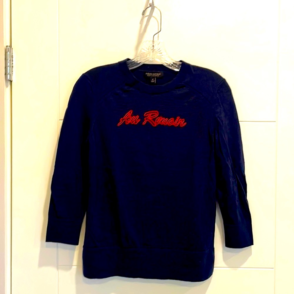 Banana Republic Navy Merino Wool Three-Quarter Sleeve Sweater Like New